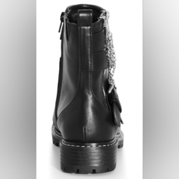NEW City Chic Faux Leather Chain Detail Boots Wide Fit Size 11 - Picture 2 of 5